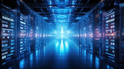 The interior of a modern server room - generative ai