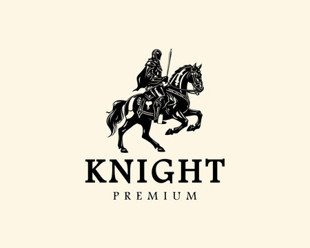 black knight on a horse.