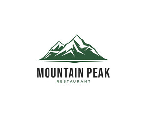 green mountain peak landscape logo design template