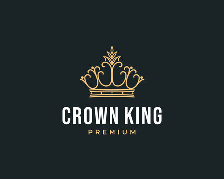 luxury crown king ornament logo design template