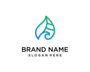 modern leaf wave logo design template