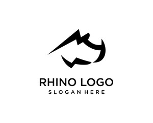 rhino silhouette logo design template