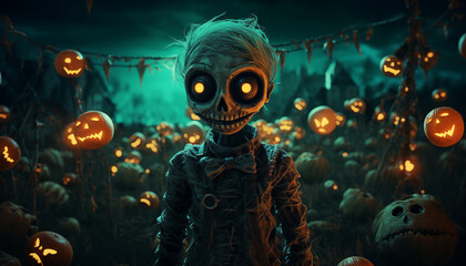 Pleasing GHOUL Halloween Character in Spooky Halloween Landscape