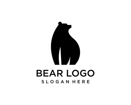 black bear silhouette logo design template