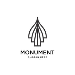 monument line art logo design template - obrazy, fototapety, plakaty