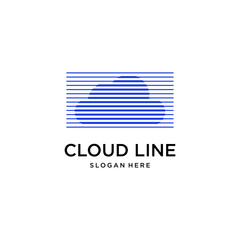 cloud line art style logo design template