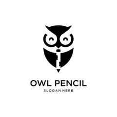 Tragetasche owl pencil academy logo design template © salahudin