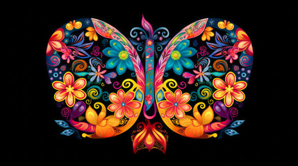 Beautiful abstract butterfly with floral elements, generated with ai