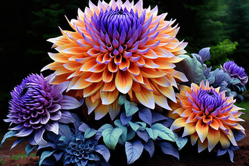 A macro close-up of a rainbow-colored blossom, showcasing a stunning array of colors including red, orange, yellow, green, blue, and purple petals, photographed against a natural background, revealing