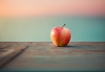 AI generated illustration of a red apple on a stone ground