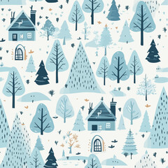 Obraz na płótnie Canvas seamless pattern with christmas trees