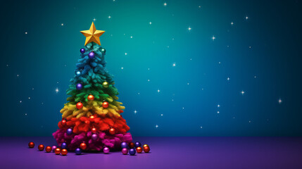 Christmas tree in rainbow colors, generated with ai.