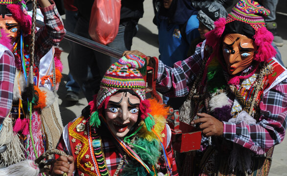 Paucartambo Peru masks during the procession of the Virgin of Carmen
