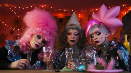 Portrait of members of the LGBTQ community at a big party, generated with ai