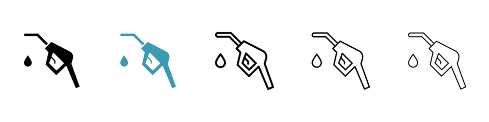 petrol vector thin line icon set. gasoline or diesel pump nozzle vector symbol for web ui designs