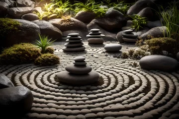 Cercles muraux Pierres dans le sable garden with stones 