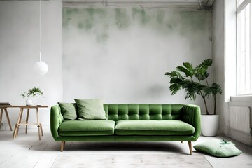 green sofa in room 