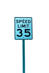 Speed limit (35) sign on transparent background.PNG file.