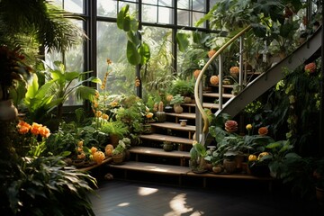 Indoor garden with sustainable planting technique. Generative AI