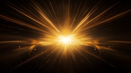 Abstract gold rays on a black background. Light effect.