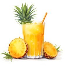 glass of juice and pineapple ai generative
