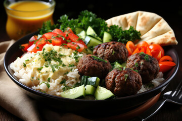A bustling street food market with stalls offering a range of delicious and flavorful vegan street food options, such as falafel wraps, vegan kebabs, and spicy curries, attracting food enthusiasts wit