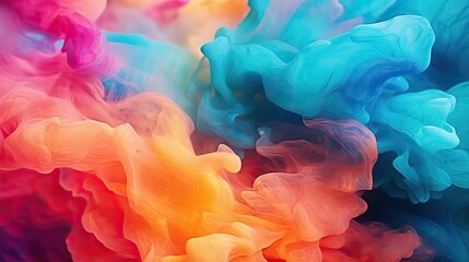 abstract background of colored ink in water close-up macro photography, Ink swirling underwater, Underwater explosion paint.