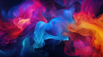 Abstract background of colored smoke in water,  Abstract background for design, colorful smokes on black background, close up swirling colorful smoke background