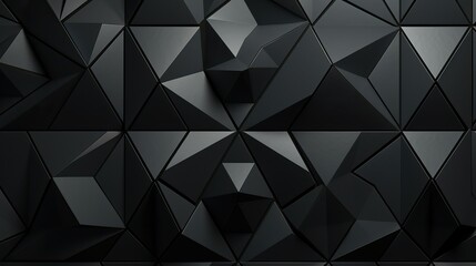 Abstract 3d rendering of black polygonal background, Futuristic polygonal design, high tech graphics, dark wallpaper, pattern, geometric design