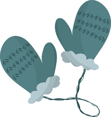 Blue mittens. Celebration atmosphere. Cozy winter. High quality vector illustration.