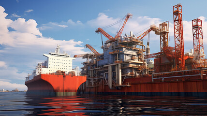 Fototapeta na wymiar oil and gas tanker with blue cloudy sky. 3 d illustration