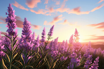 Fototapeta na wymiar A cluster of lavender flowers under the bright sun, exuding a soothing and calming aura
