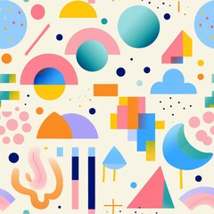 Geometric Rainbows and Shapes Pattern