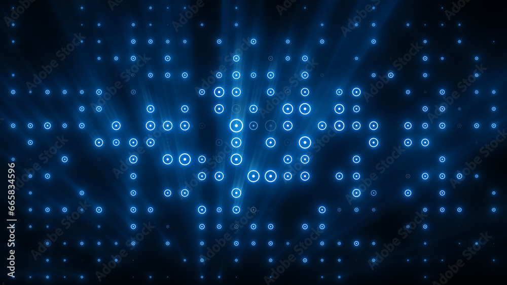 Wall mural flashing particles pattern with beams, rays.