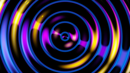 Futuristic iridescent holographic waves. Metallic foil background. Neon colors wavy surface