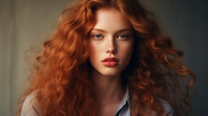 Fototapeta premium Studio portrait of a beautiful young woman with beautiful makeup on a plain background. Style, fashion and beauty concept