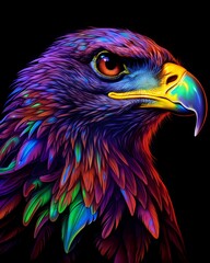 The Awakener Eagle - fantasy Art Depicting a Neon Eagle on Fire. Generative AI