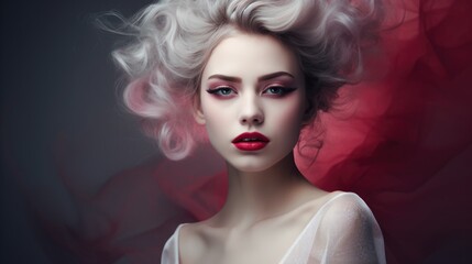 Portrait of a beautiful young woman with beautiful makeup. Style, fashion and beauty concept