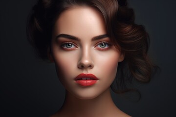 Fototapeta premium Portrait of a beautiful young woman with beautiful makeup. Style, fashion and beauty concept