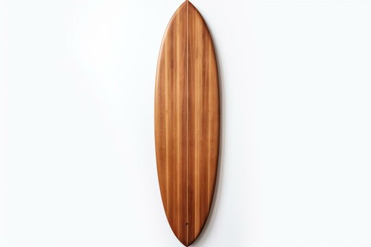 Isolated vintage wooden longboard surfboard for object. Generative AI