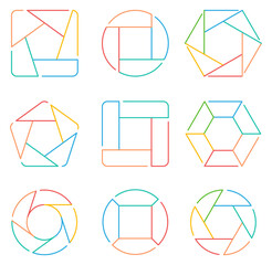 Color thick line shapes. Infographic template set