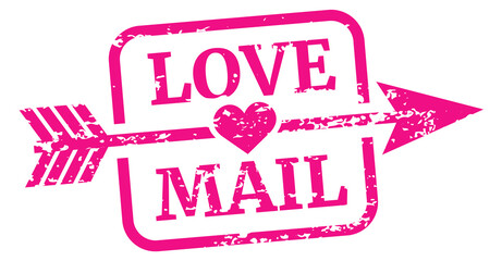Love mail stamp. Grunge romantic postal label