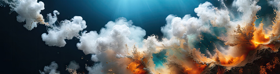 Volcanic lava under water.