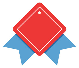 Square badge. Color decorative empty label with ribbon