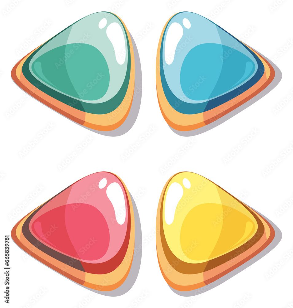 Poster color glossy buttons set. right and left navigation elements