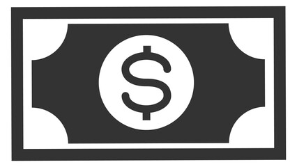 Dollar bill black icon. Money cash symbol