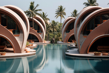 Obraz na płótnie Canvas Beautiful swimming pool in luxury hotel resort