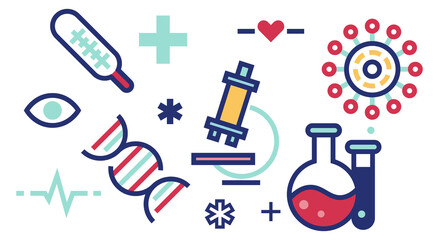 Medicine concept. Human biology scientific color symbols