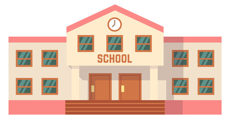 Fototapeta premium School facade icon. Color building exterior front
