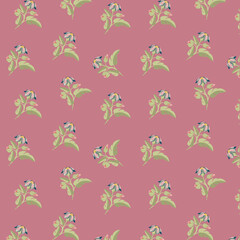 A pattern of cute stylized flowers and leaves